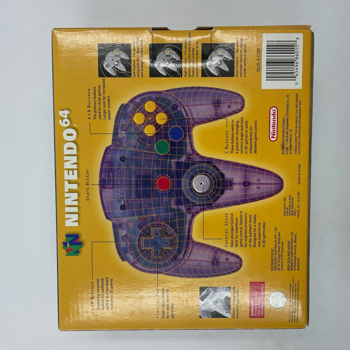 Nintendo 64 N64 Clear Purple Controller Boxed PAL