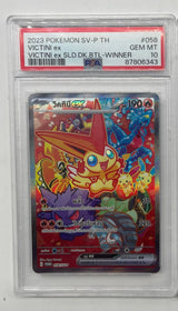 2023 Victini EX Pokemon Card 057/SV-P & 058/SV-P Deck Battle Winner Graded PSA 10 Thai