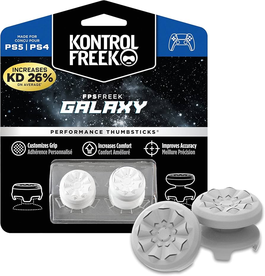 KKontrolFreek FPS Freek Galaxy white for Playstation 4/5 PS4 PS5 Performance Thumbsticks 1 High-Rise, 1 Mid-Rise White