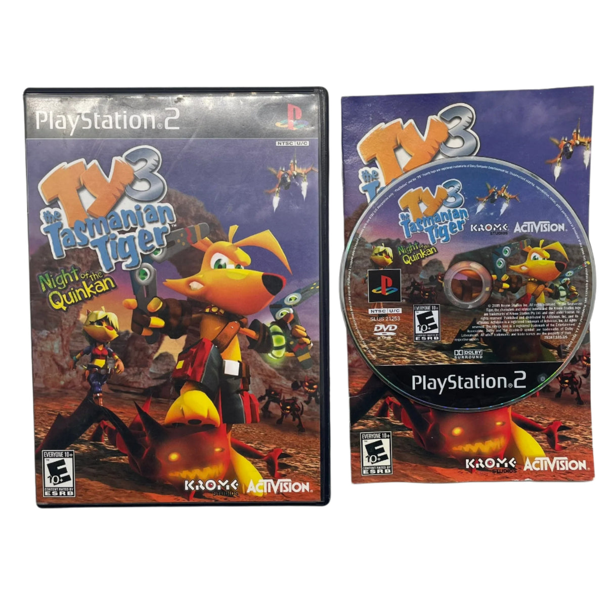 Ty the Tasmanian Tiger 3 Night of the Quinkian PS2 PlayStation 2 Game + Manual NTSC U/C