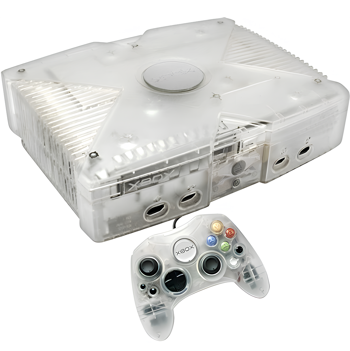 Microsoft Xbox Original Crystal Edition Complete Console + HDMI Convertor