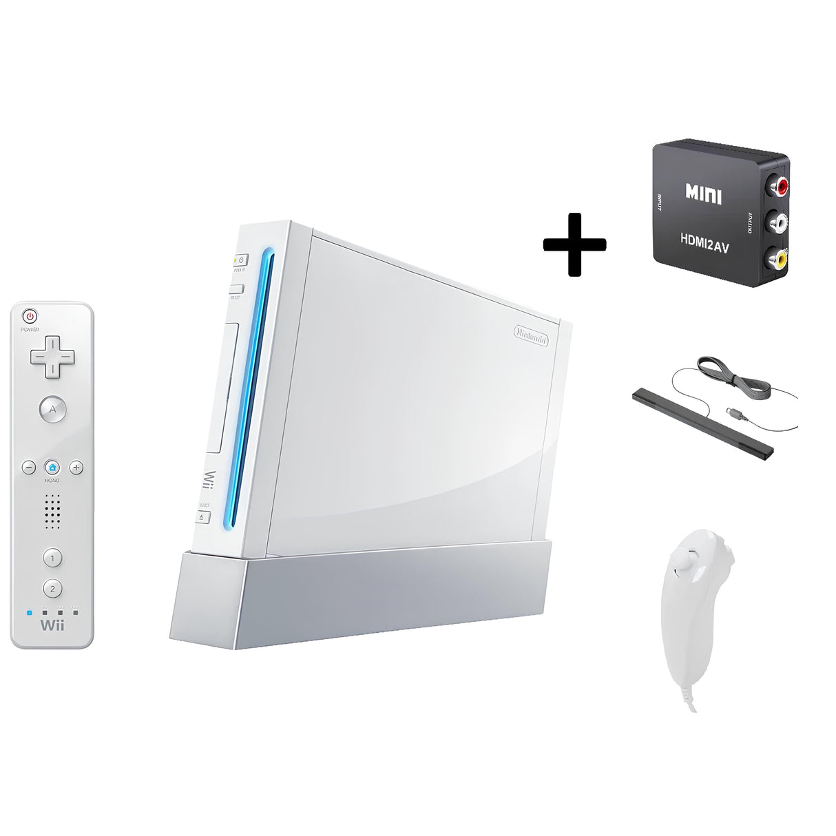 Nintendo Wii White Complete Console + HDMI Convertor