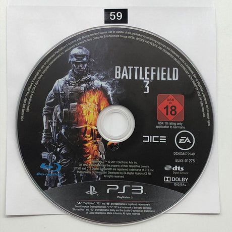 Battlefield 3 III PS3 Playstation 3 Game Disc Only oz59 - Trippy Trades 