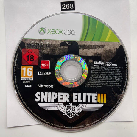 Sniper Elite III 3 Xbox 360 Game Disc Only - Trippy Trades 