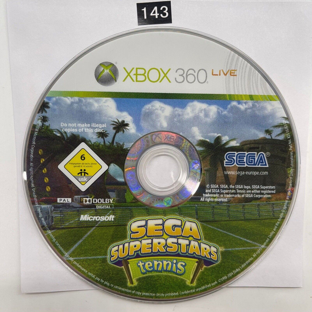 Sega Superstars Tennis Xbox 360 Game Disc Only