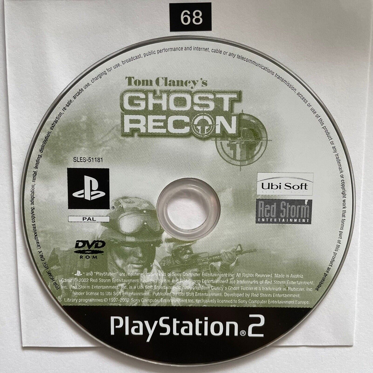 Tom Clancy's Ghost Recon PS2 Playstation 2 game Disc Only
