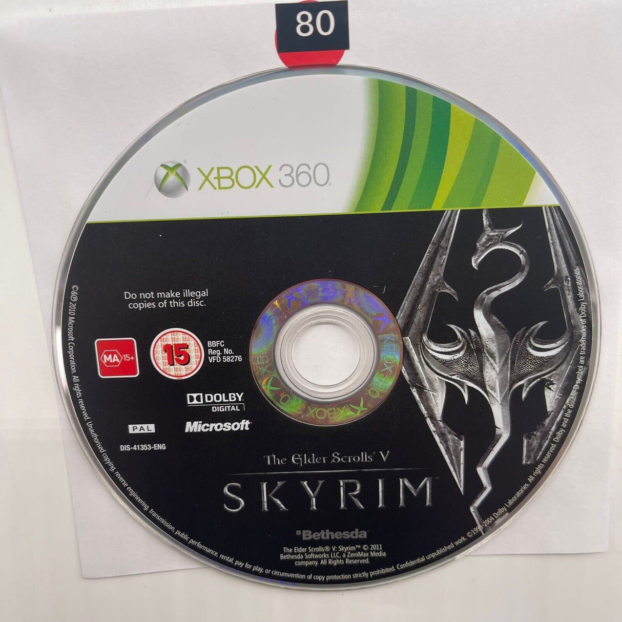 The Elder Scrolls V Skyrim Xbox 360 Game Disc Only