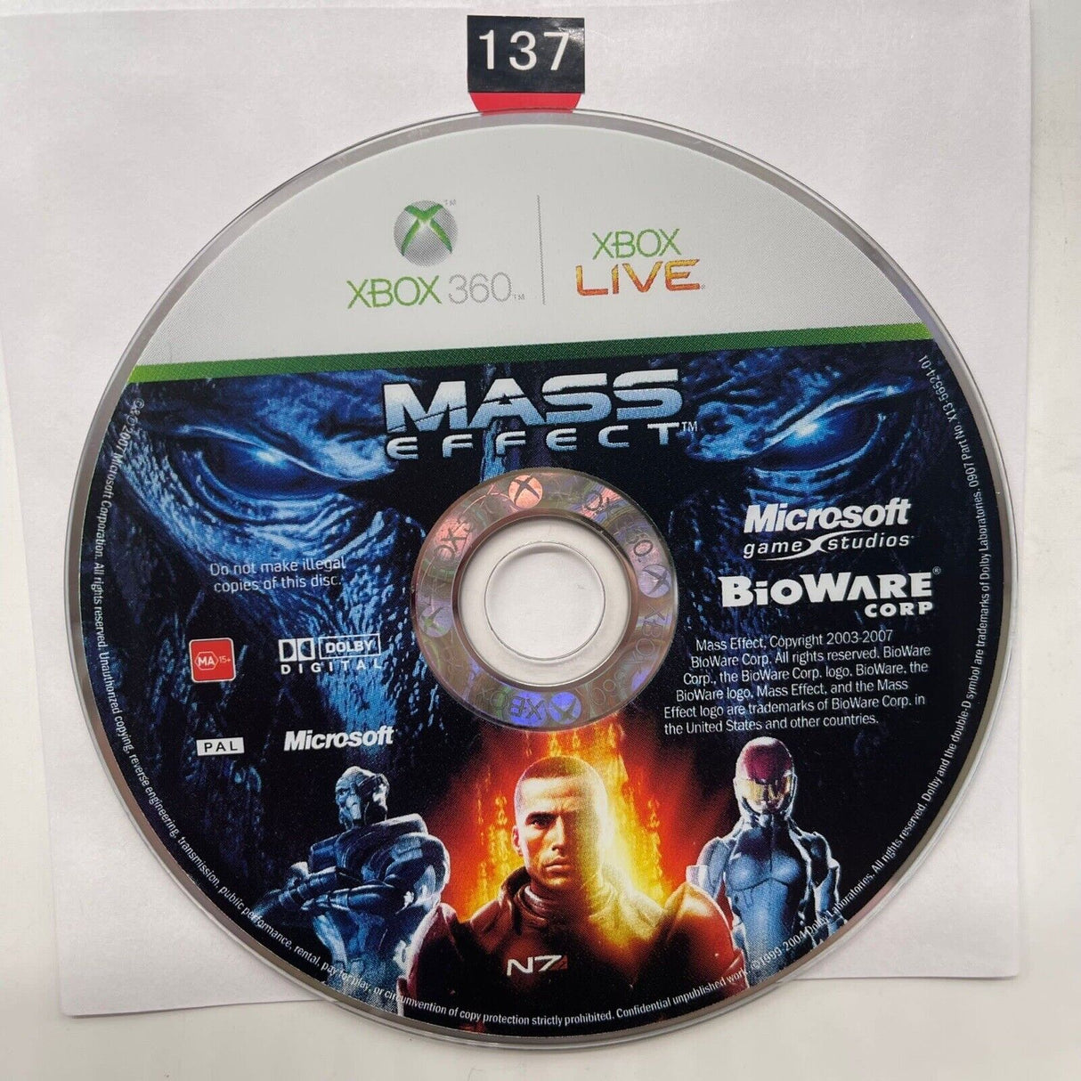 Mass Effect Xbox 360 Game Disc Only