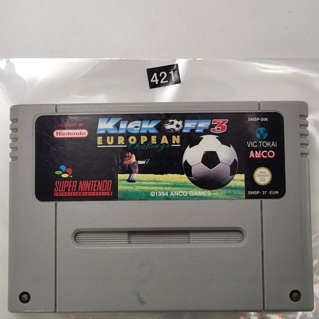 Kick Off 3 European Challenge Super Nintendo SNES Game Cartridge PAL - Trippy Trades 