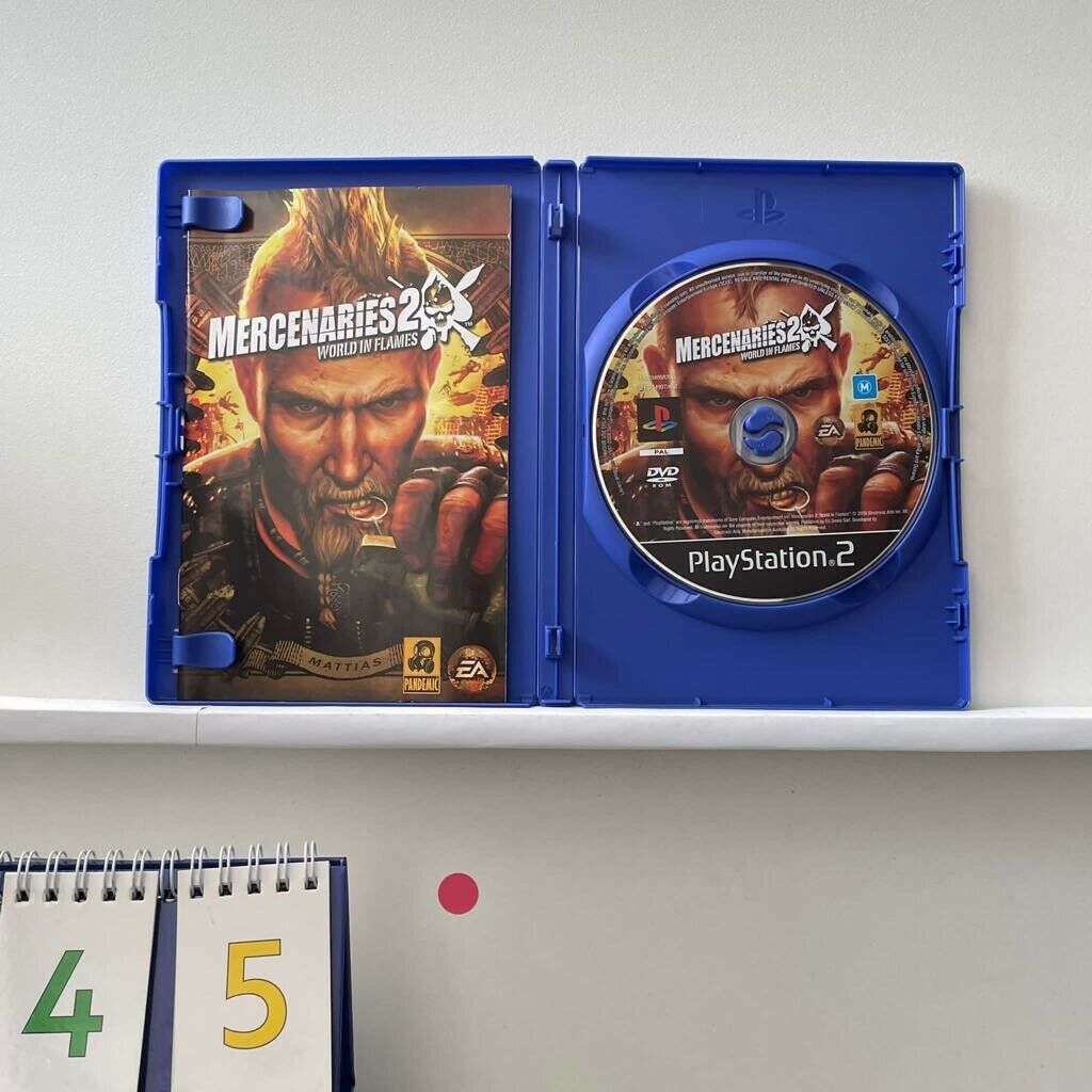 Mercenaries 2 World In Flames PS2 Playstation 2 Game + Manual PAL p45 - Trippy Trades 