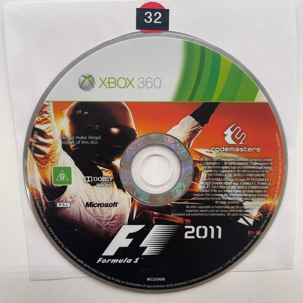 F1 2011 Xbox 360 Game Disc Only