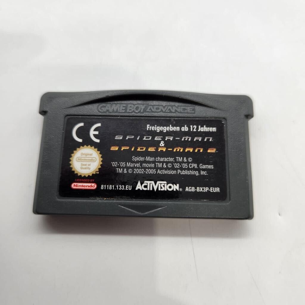 Spider Man And Spider Man 2 Nintendo Gameboy Advance GBA Game cartridge