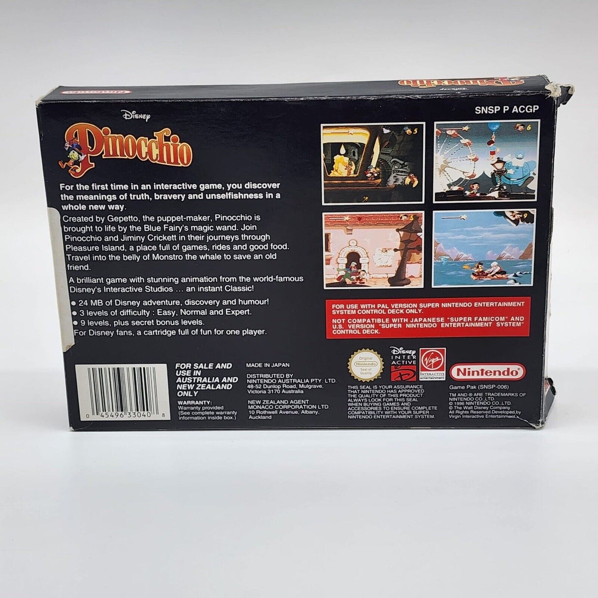 Pinocchio Super Nintendo SNES Game Boxed Complete PAL - Trippy Trades 