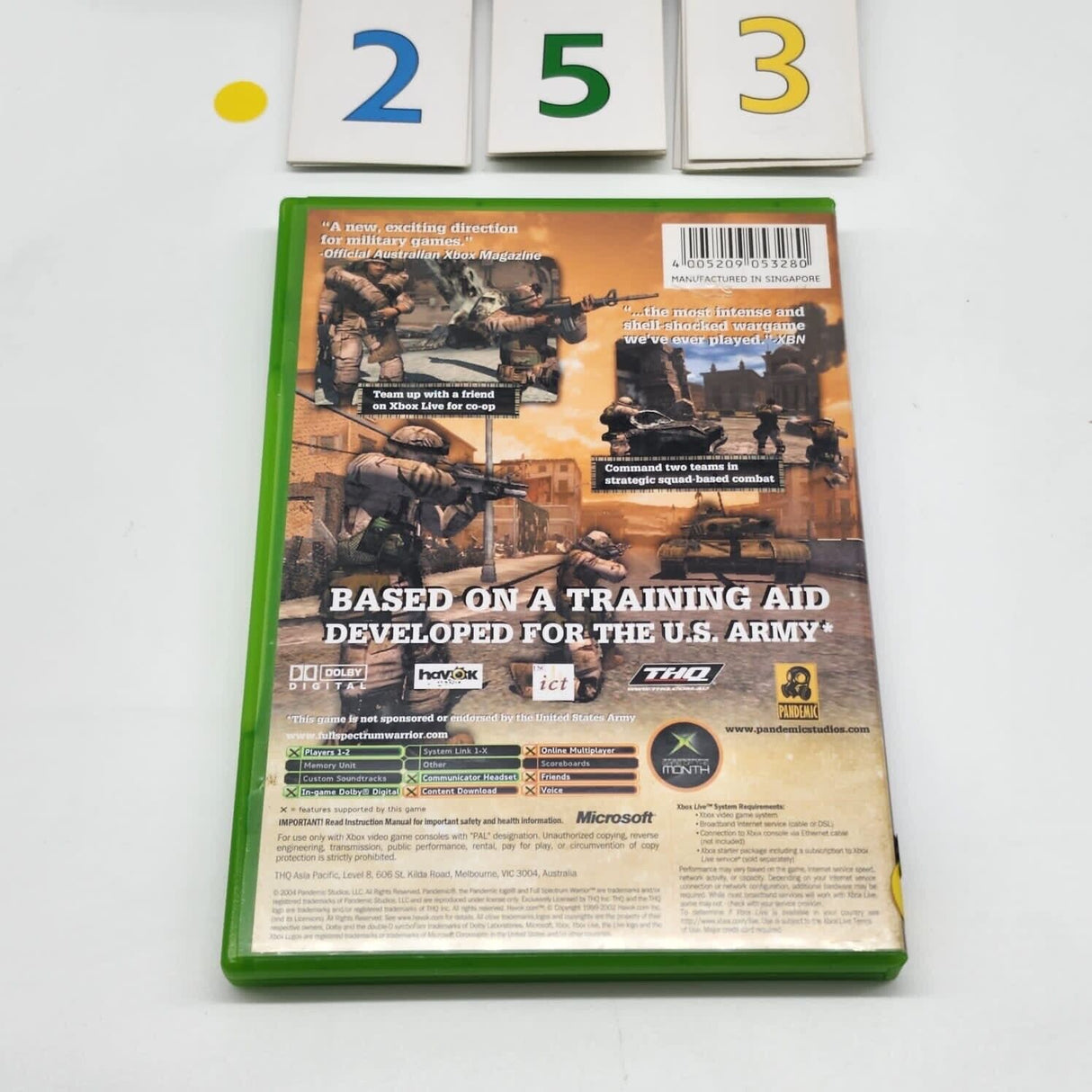 Full Spectrum Warrior Xbox Original Game + Manual PAL