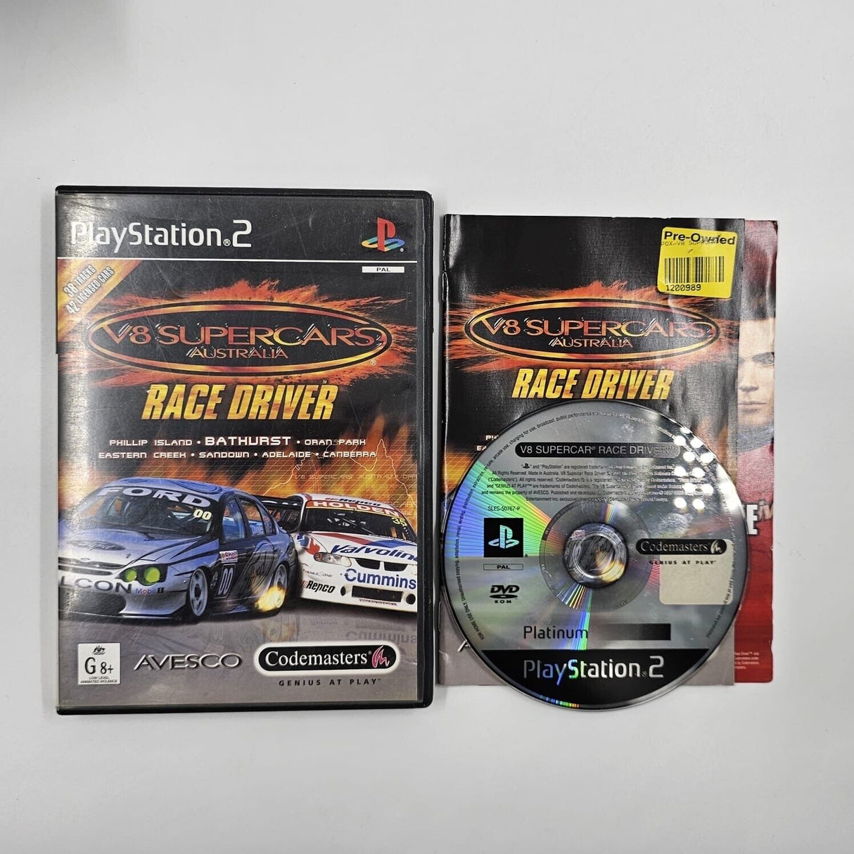 V8 Supercars Australia Race Driver PS2 Playstation 2 Game + Manual PAL