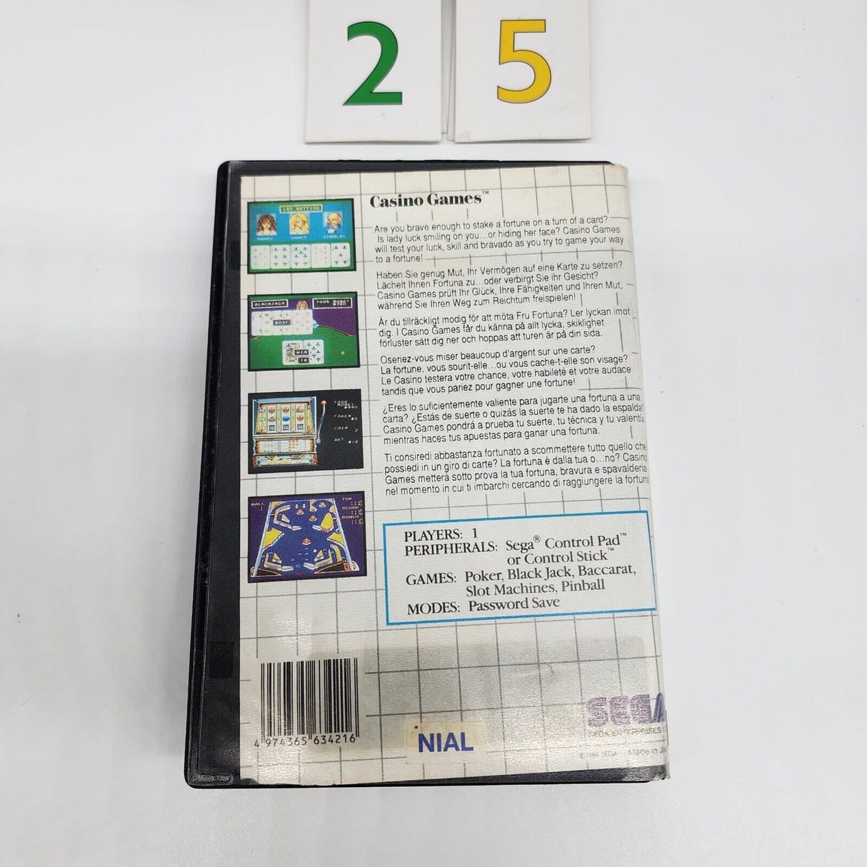 Casino Games Sega Master System Game + Manual PAL - Trippy Trades 