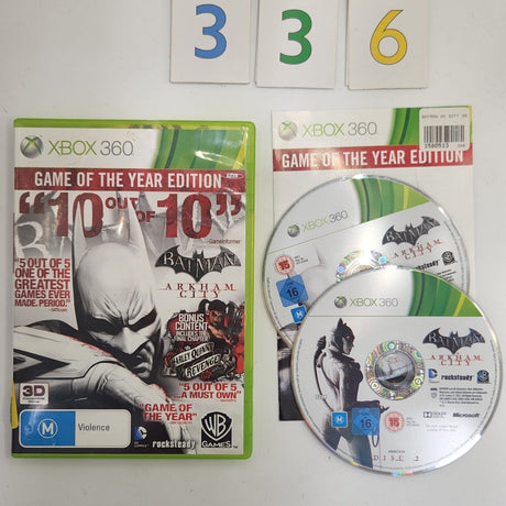 Batman Arkham City Game Of The Year Edition Xbox 360 Game + Manual PAL b336 - Trippy Trades 