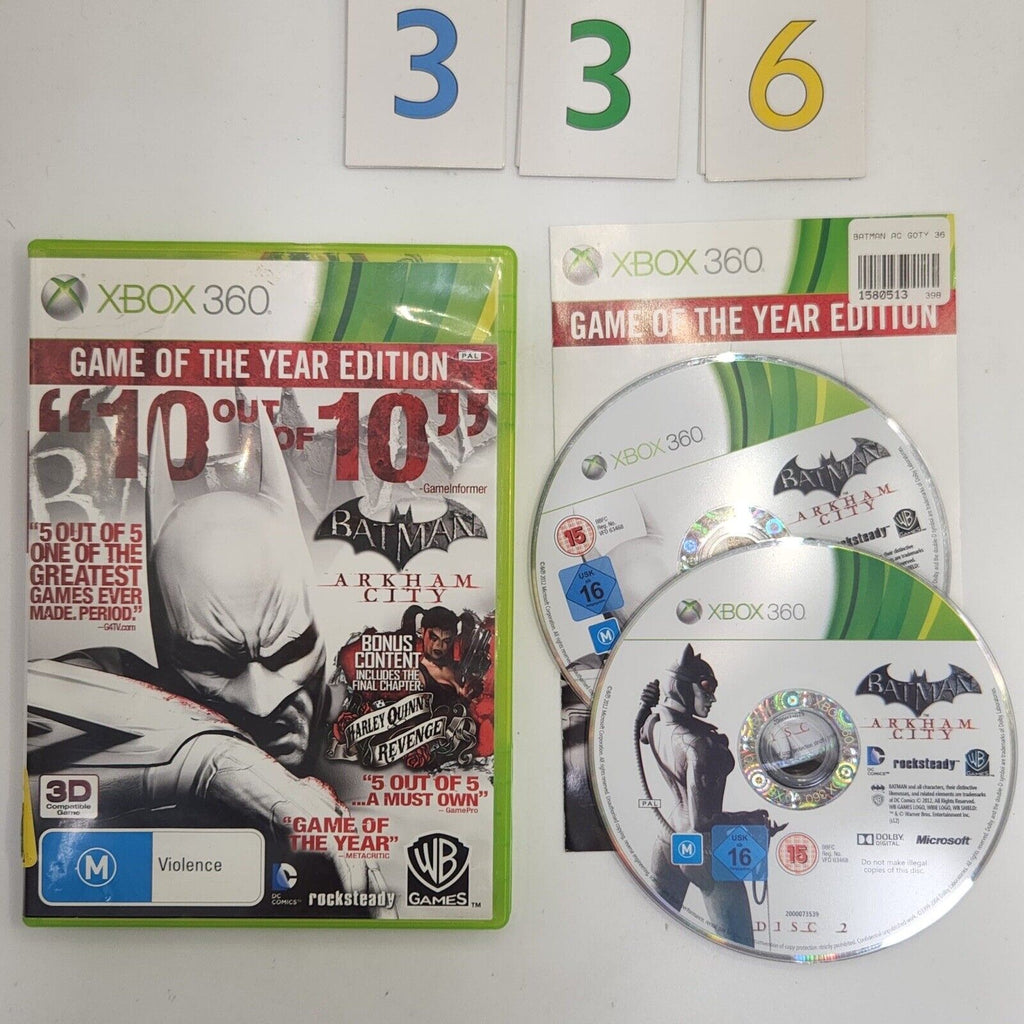 Batman Arkham City GOTY Xbox 360 Game + Manual PAL