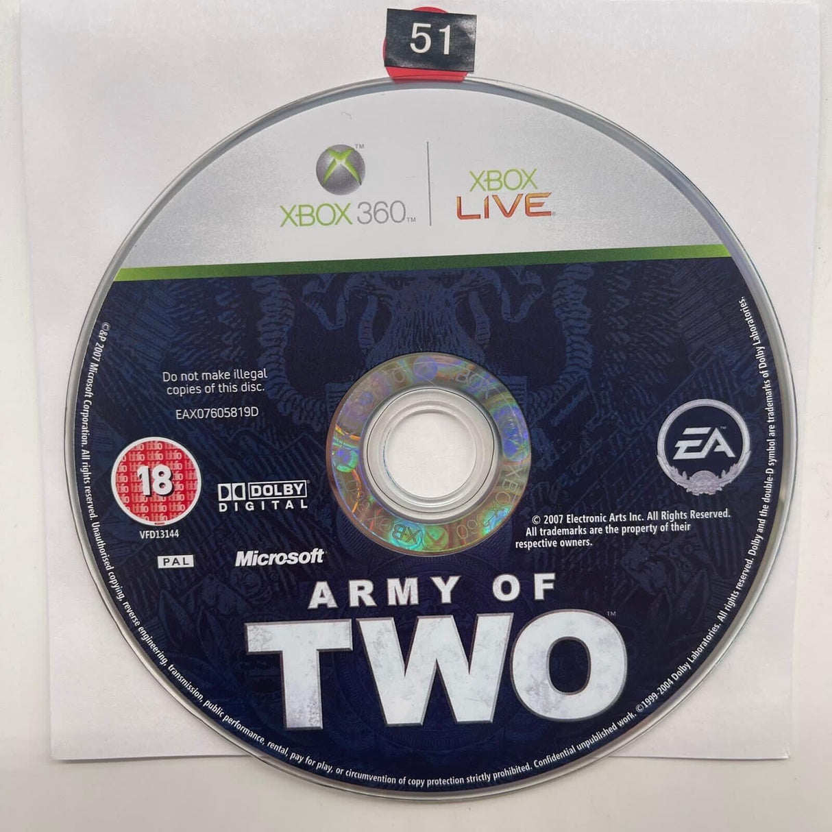Army Of Two Xbox 360 Game Disc Only