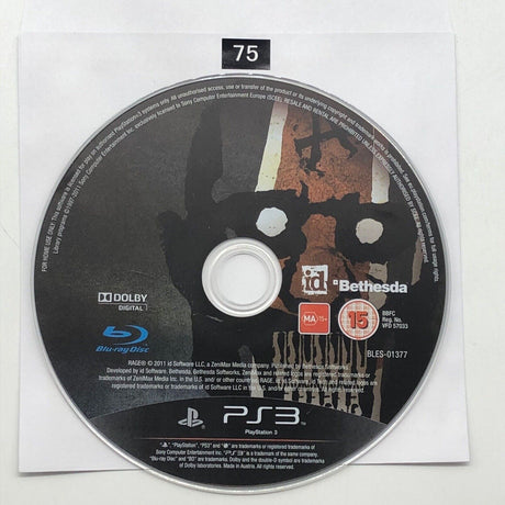 Rage PS3 Playstation 3 Game Disc Only oz75 - Trippy Trades 