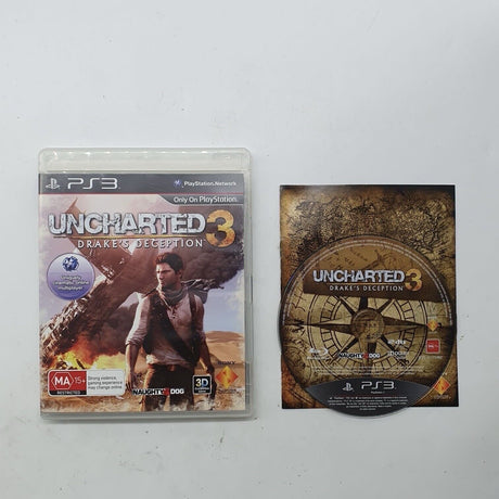 Uncharted 3 III Drake's Deception PS3 Playstation 3 Game + Manual - Trippy Trades 