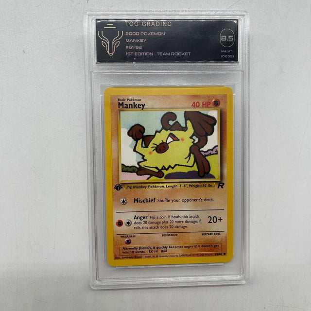 Mankey Pokemon Card 61/82 Team Rocket Graded TCG 8.5 - Trippy Trades 