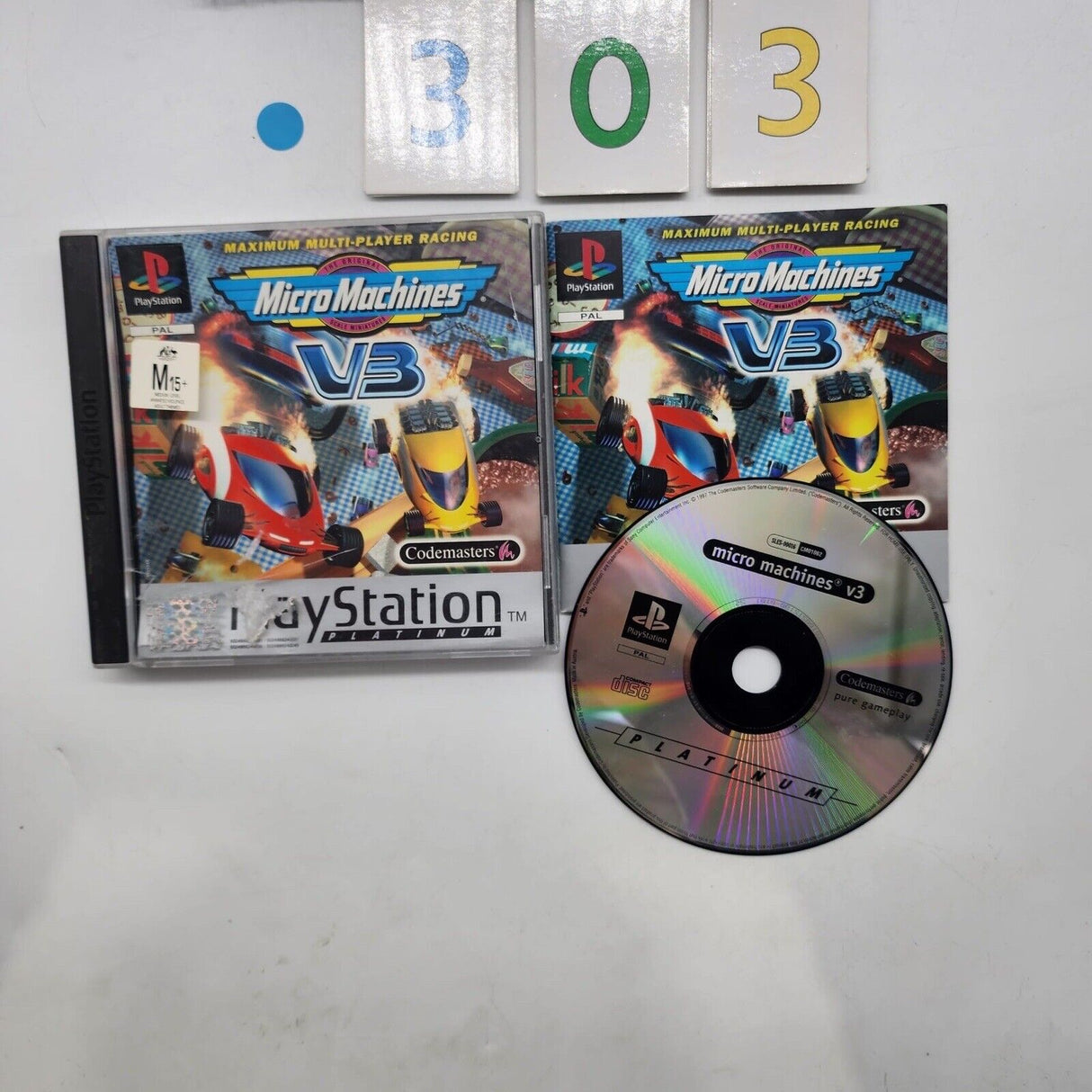 Micro Machines V3 PS1 Playstation 1 Game + Manual PAL b303 - Trippy Trades 