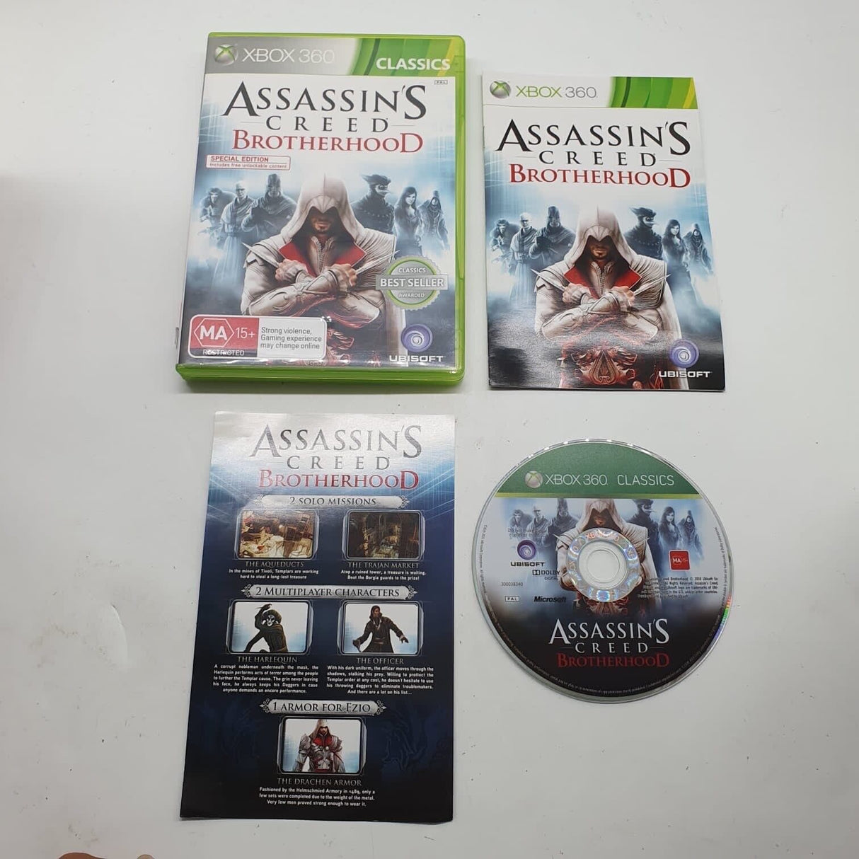 Assassins Creed Brotherhood Xbox 360 Game + Manual PAL