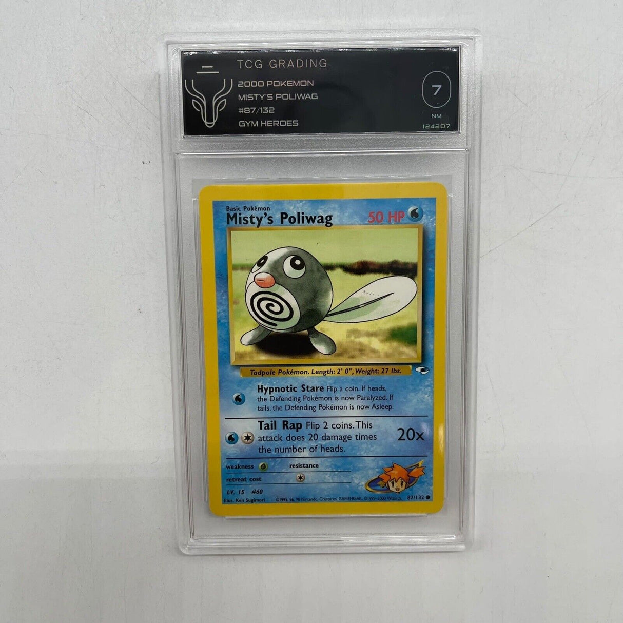 Misty's Poliwag Pokemon Card 87/132 Gym Heroes Graded TCG 7